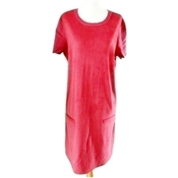 NEW YORK AND CO SUEDE FEEL POCKET SHIFT DRESS SZ L - Picture 1 of 5